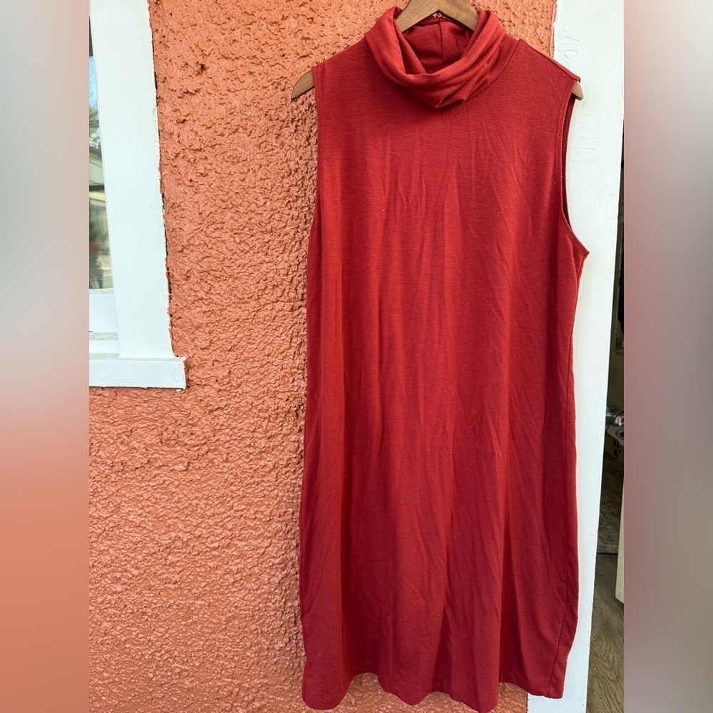 Old Navy Pencil Dress Size Extra Large Orange Jersey Knit Sleeveless Turtleneck